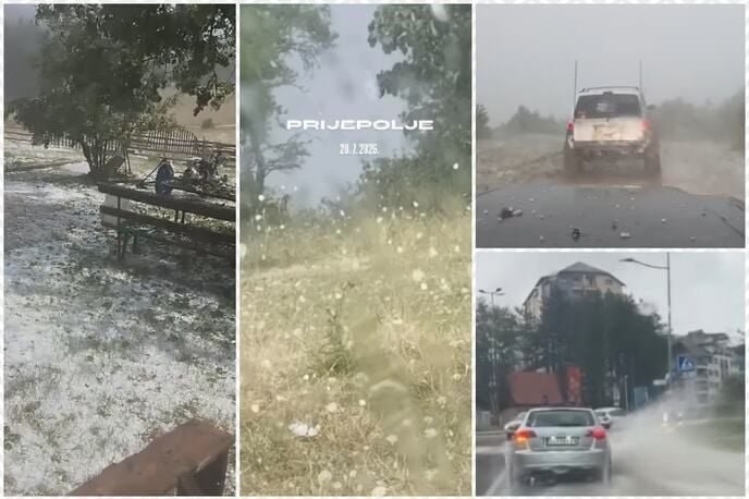 Apokaliptične scene u Srbiji! Sručio se grad veličine 5 cm koji razbija dvorišta (VIDEO)