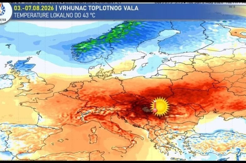 Toplotni val tek dostiže vrhunac: BiH očekuju ekstremne vrućine pa promjena vremena